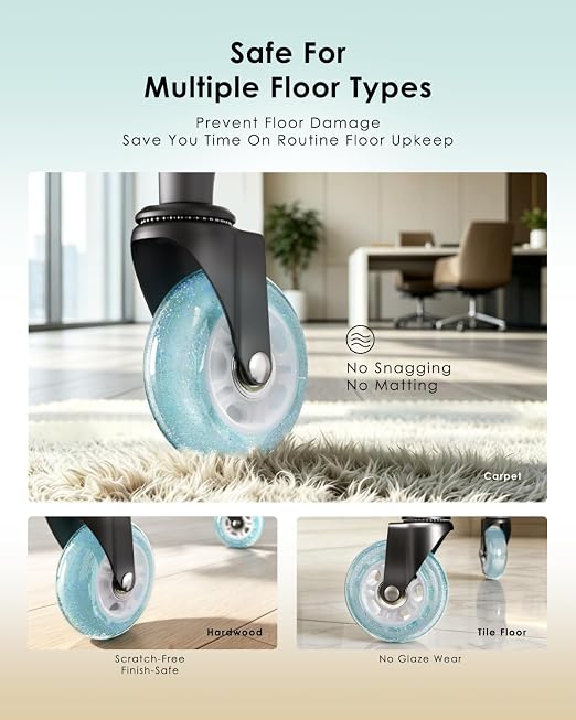 RidRed Gaming Chair Wheels - Heavy-Duty Office Chair Wheels - Replacement Rubber Casters- Universal Fit 3 Inch Chair Casters, Noise Free, Fits 98% Chair, for All Floor - Image 4