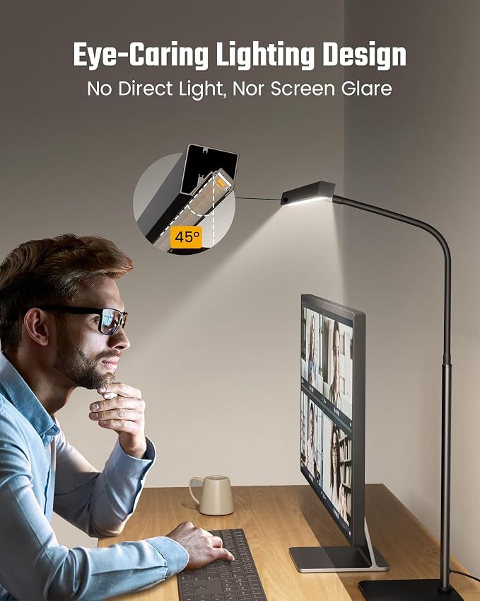 SUPERDANNY LED Desk Lamp for Home Office, Eye-Caring Desk Light with Base - Image 3