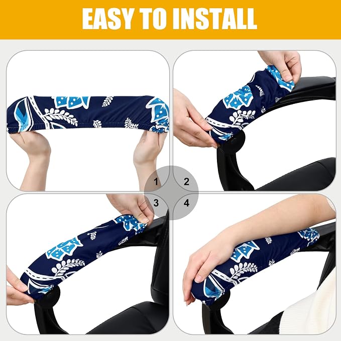 Smiry Office Computer Chair Cover with Armrest Covers, Midnight Blue | Stretch Printed Universal Removable Washable Desk Rotating Chair Slipcovers, Soft Anti-Dust Spandex Protector with Zipper - Image 7