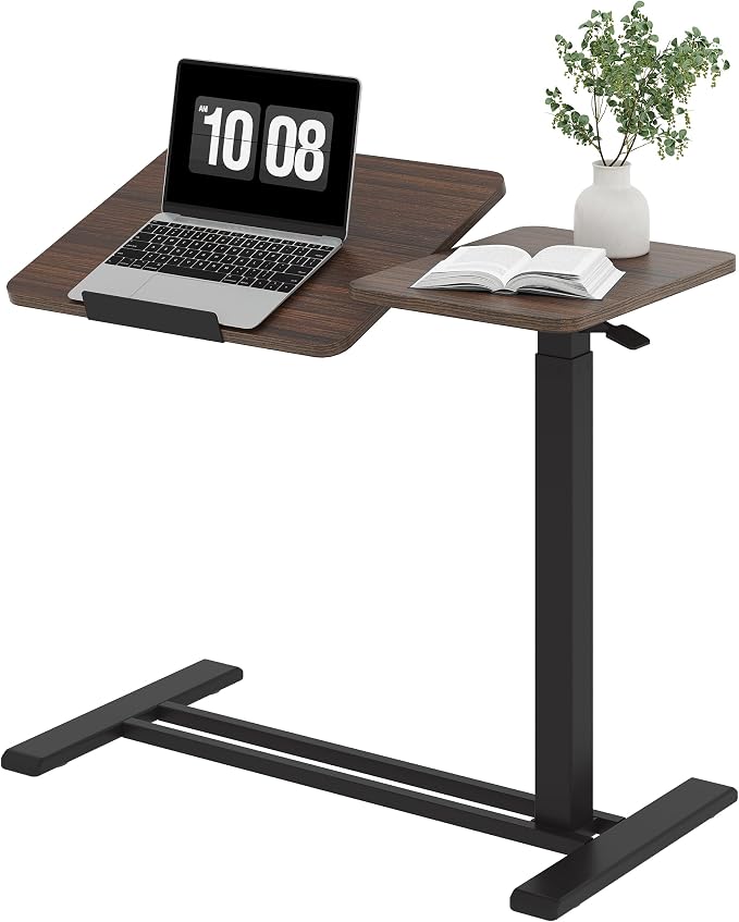 SANODESK 32''Overbed Table Gas Spring Lifting with Wheels&Tilting Desktop by sanodesk