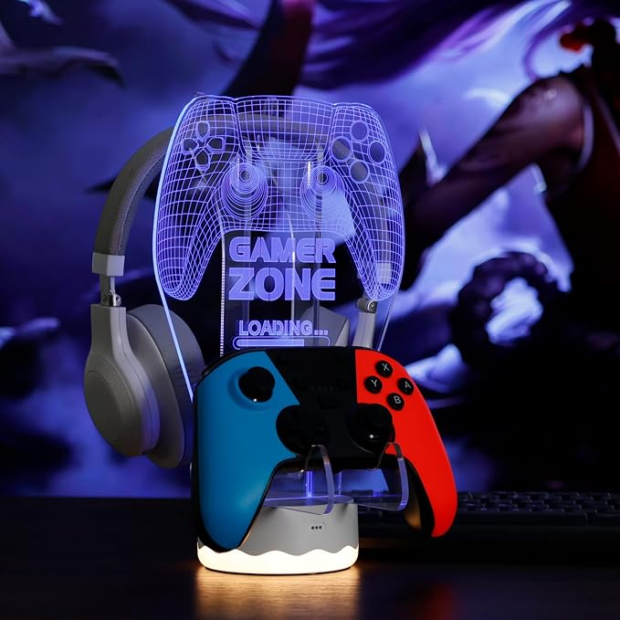 YuanDian Light up Headphone Controller Holder, 16 Colors 3D LED Lights Gamepad Headset Stand, Game Controller Hanger for All Universal Gaming PC Accessories - Image 7