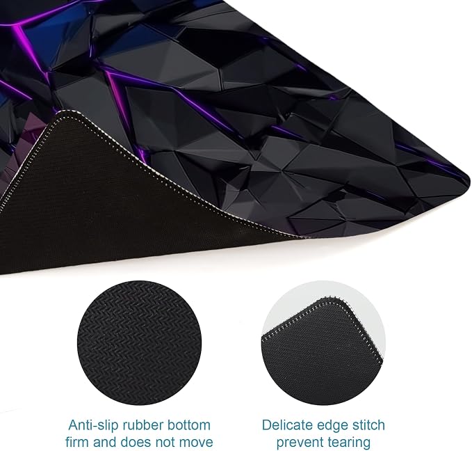 Gaming Mouse Pad, XL Extended Big Computer Mousepad, Large Mouse Pad for Desk with Non-Slip Rubber Base, Desk Mat, Keyboard Mat for PC, Office&Home, 31.5x11.8in, Geometric Neon - Image 5
