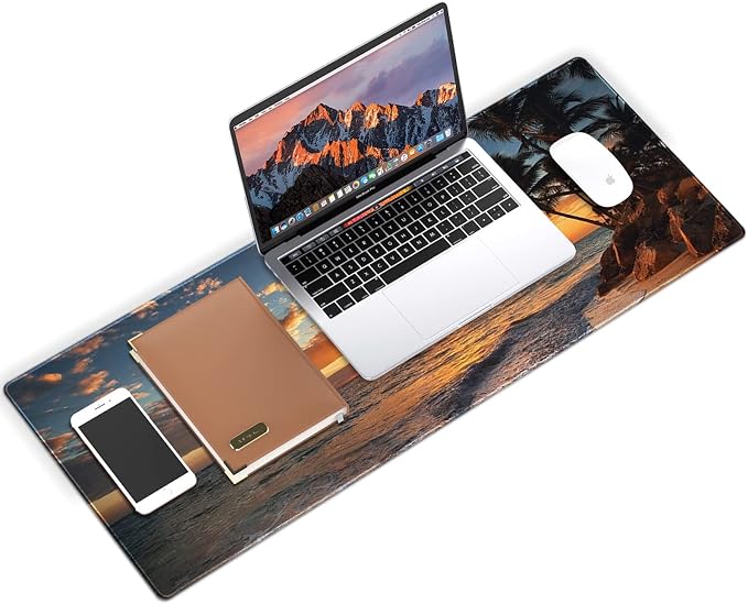 Galdas Gaming Mouse Pad XXL XL Large Mouse Pad Mat Long Extended Mousepad Desk Pad Non-Slip Rubber Mice Pads Stitched Edges Thin Pad (31.5x11.8x0.12 Inch)-Sunset Beach - Image 6