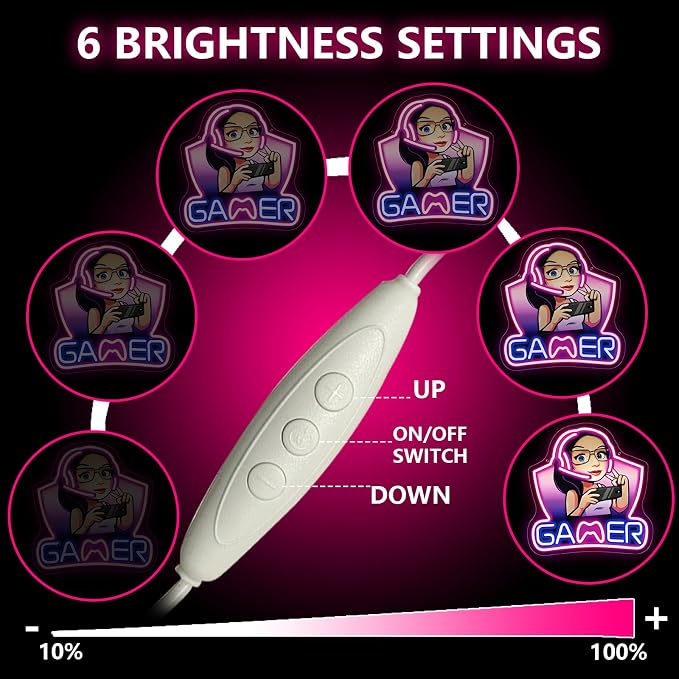 Gamer Neon Sign,Gaming Neon Sign for Girls Game Room Decor,LED Neon Game Signs for Gaming Wall Decor,Gaming Lights for Teenage Boys Girls Gamer Gifts,Girls Room Decor - Image 3