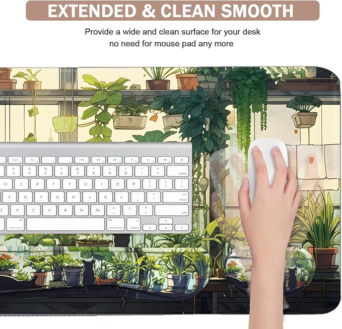 Kawaii Large Mouse Pad, 4 in1 Kawaii Extended Mouse Pad Set Desk Pad Easy Typing for Typing Office Game 35.4 x15.7 in - Cute Cat - Image 5