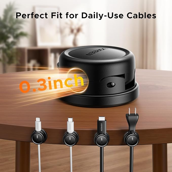 UGREEN Magnetic Cable Management Clips, 360° Rotation Desk Cord Organizer 1s Fast Locking, Strong Adhesive Cable Holder Fits Cables Wires for Workspace, Nightstand, Home Office,Car - Image 8