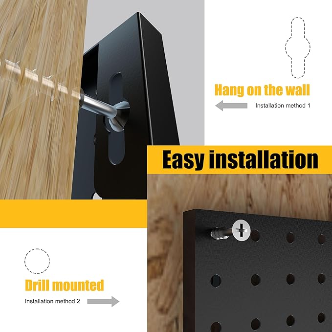 Spampur Peg Board, 6 Pack Metal Pegboard Panels with 50 Hooks - Image 6