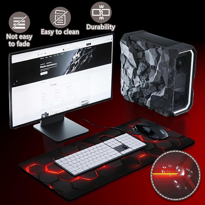 Mouse Pad Gaming - Desk Mat for Keyboard and Mouse - Large Mouse Pads for Desk, Gaming Mousepad with Non-Slip Base, Desks Pad (31.5" X 11.8") for Game, Office and Home - Image 4