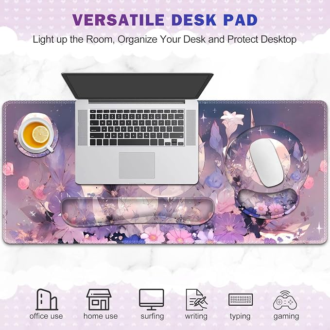 Large Desk Mat, Gaming Mouse Pad Desk Pad, Mousepad + Keyboard Wrist Rest - Image 8
