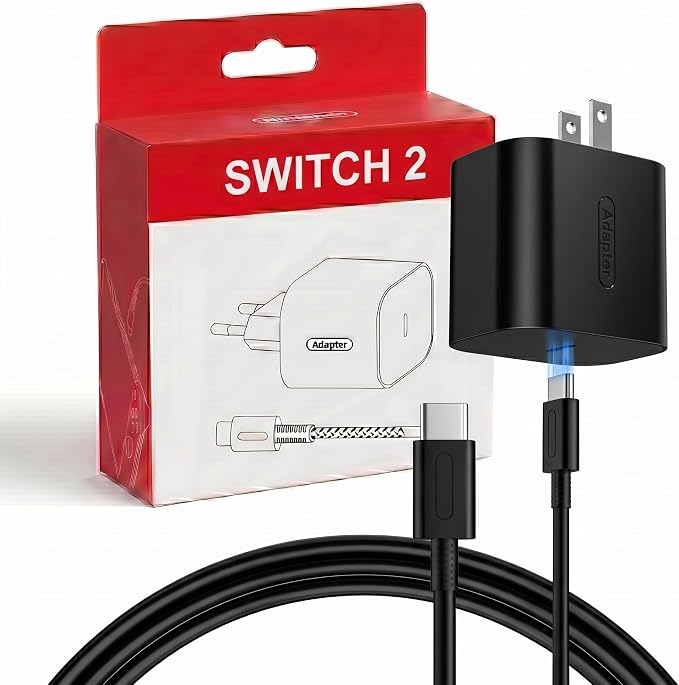 Switch 2 Fast Charger 60W - Original Quality, 6.6FT Type-C Power Supply Adapter for Nintendo Switch1/2/OLED/Lite, Steam Deck, Supports 4K TV Dock Mode (20V/3A) (Black) by TPC