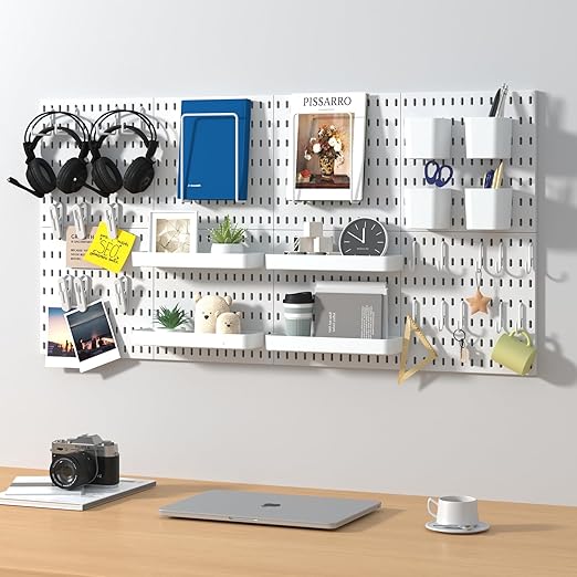 Pegboard Combination Kit, 8 Peg Boards and 30 Accessories Modular Hanging Black Pegboard for Walls, Office Wall Organizer, Keys Holder on Wall, Nursery Storage, 44"x22" Black - Image 2
