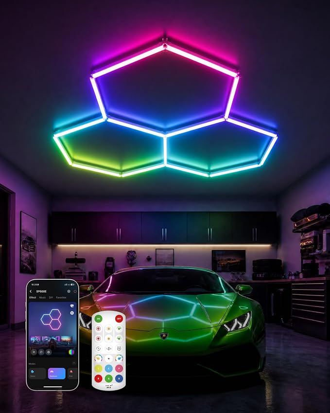 RGB Hexagon Lights, Dimmable Hex Lights, Smart Color Scenes, 3 Hex by Galental