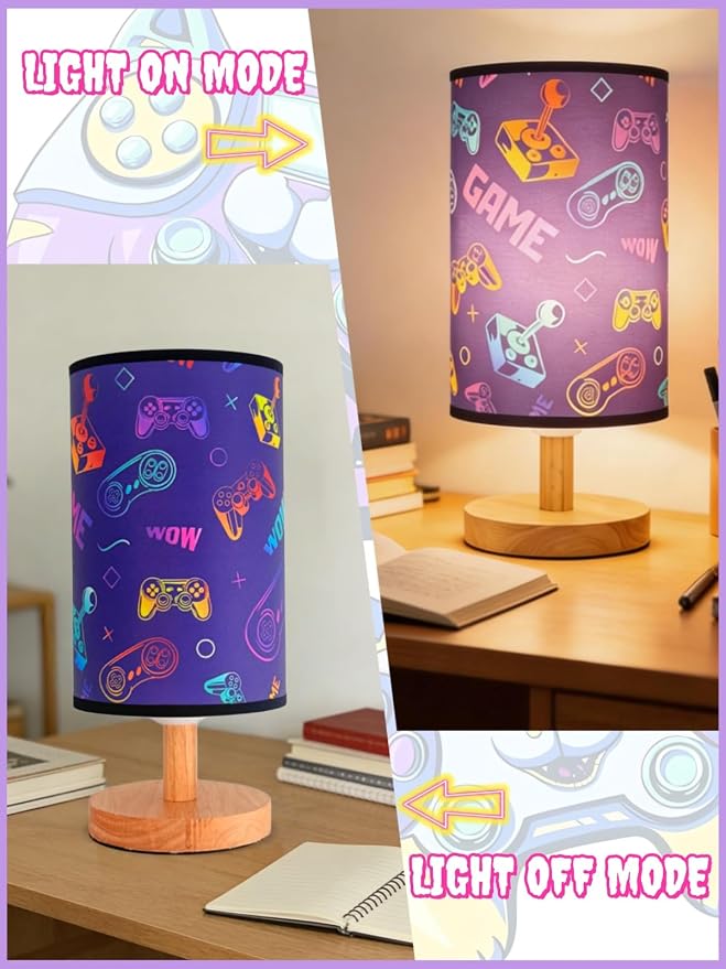 Video Game Table Lamp,Gaming Lamp for Bedroom Boys Gaming Lights,3 Colors Mode Nightstand Night Light with Cartoon Lampshade Kids LED Desk Lamp for Home Gamer Room Decor Gifts for Gamers - Image 6