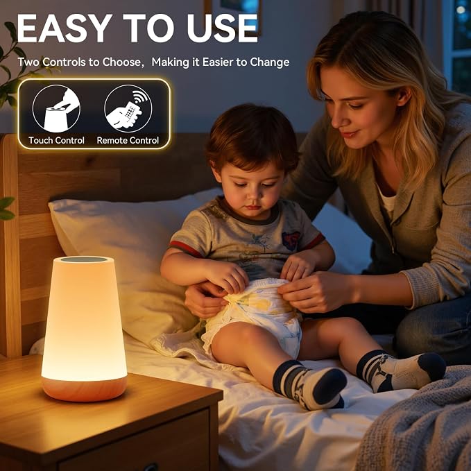 Auxmir Rechargeable Night Light, 13-Color Remote Control Lamp, Light Brown - Image 4
