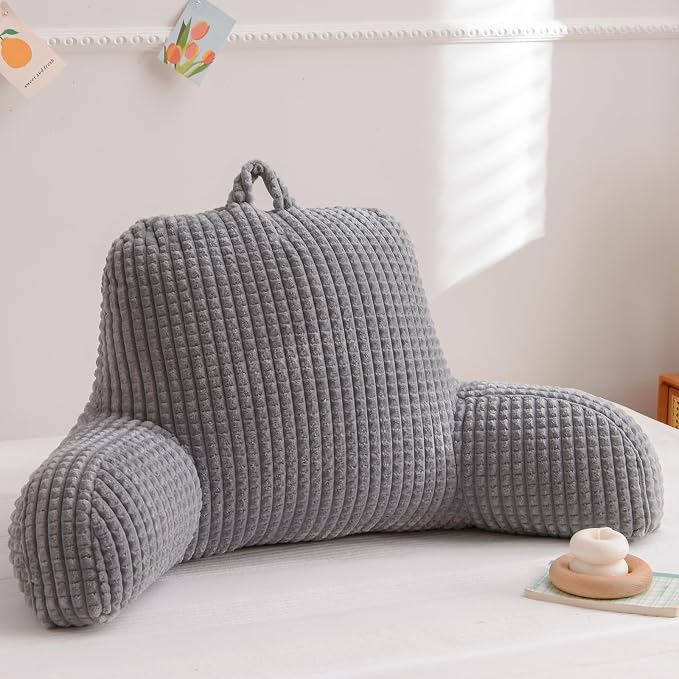 A Nice Night Grey 18.5" Bed Wedge Reading Pillows with Arms for Sitting - Image 6
