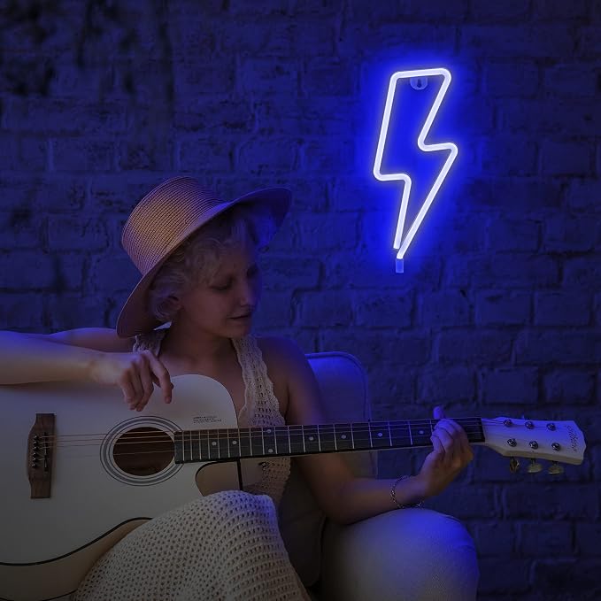 Lumoonosity Lightning Bolt Neon Signs, USB Powered Led Lightning Bolt Light with On/Off Switch, Lightning Neon Sign for Wall Decor, Hanging Led Signs, Neon Lights for Bedroom, Gaming Room Setup - Image 5