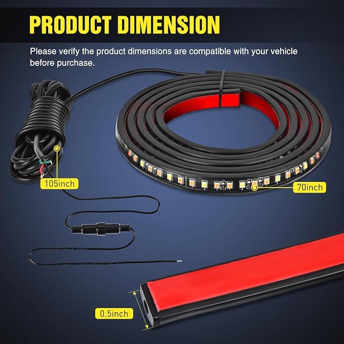 Nilight Truck LED Running Board Lights 2PCS 70 Inch LED Side Maker Light with 216 LEDs White Courtesy Light & Sequential Amber Turn Signal Lighting Strips for Extended & Crew Cab Trucks Pickup - Image 7