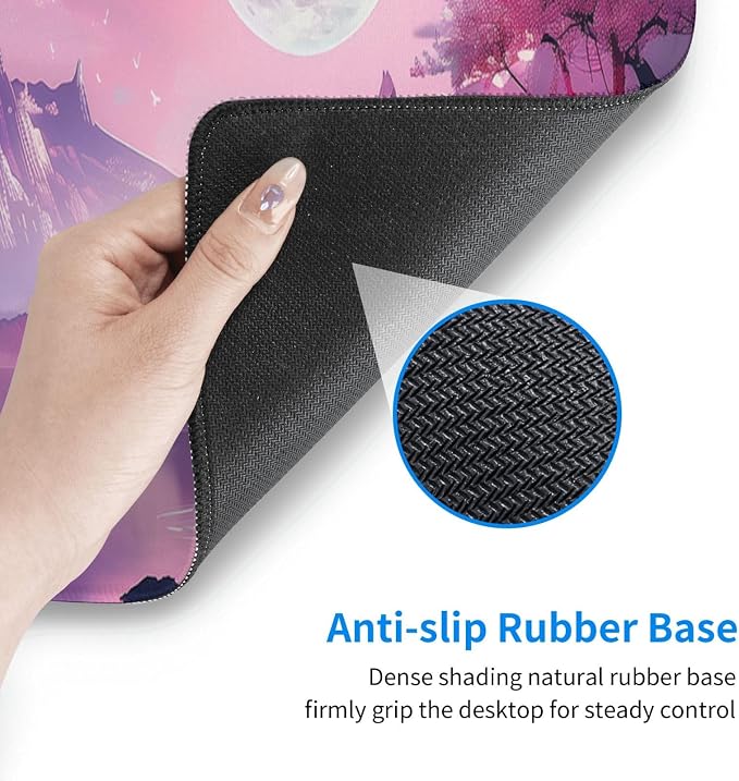 Gaming Mouse Pad Desk Pad,Extended Big Mouse Pad,31.5x11.8 Inch Long Computer Keyboard Mouse Mat Mousepad with 3mm Non-Slip Base and Stitched Edge for Gaming and Office… (Pink Canyon) - Image 6