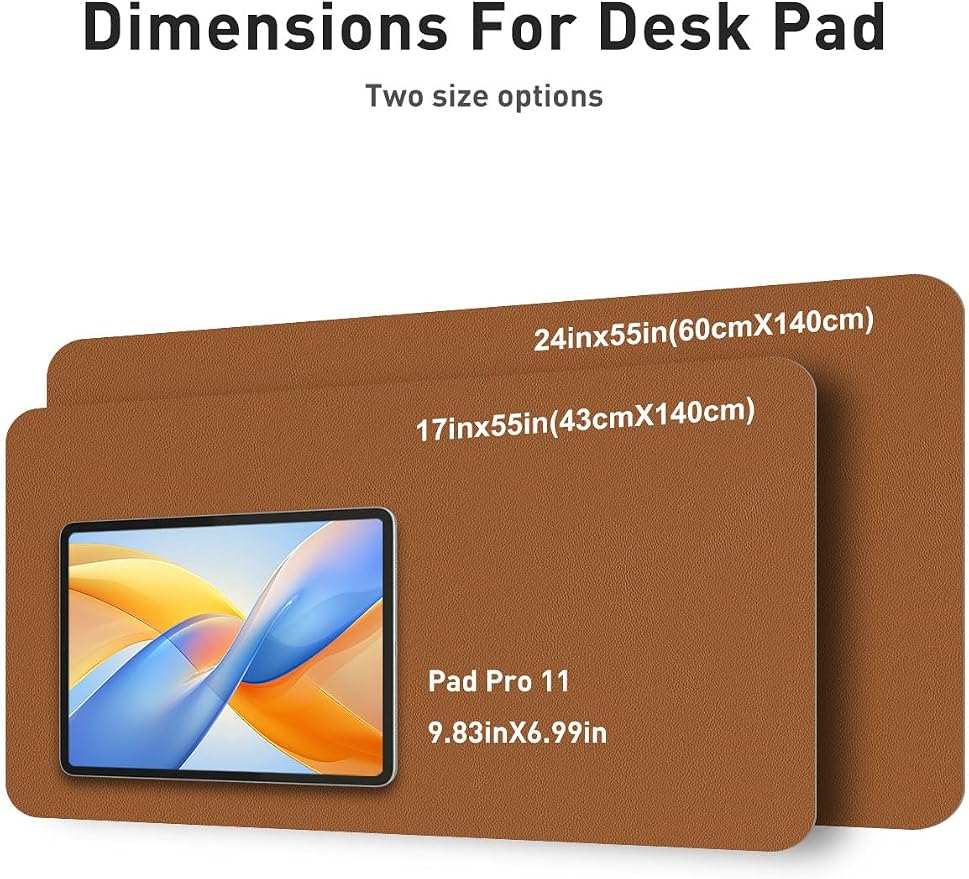 Aothia Faux Leather Desk Mat - Non-Slip PU Leather Desk Blotter, Waterproof Writing Surface, Large Desk Pad for Office & Home (Brown, 55" x 17") - Image 5