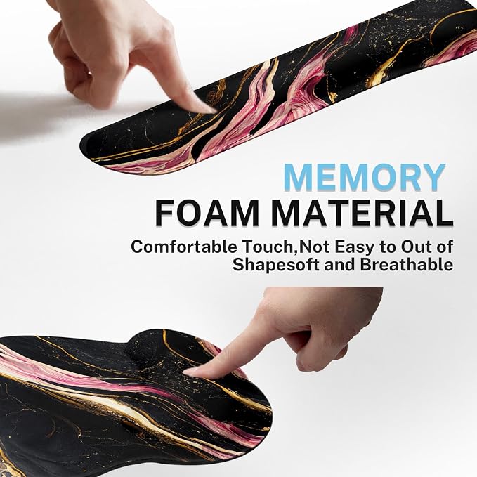 Britimes Ergonomic Mouse Pad Set with Wrist Rest, Marble Black - Image 6