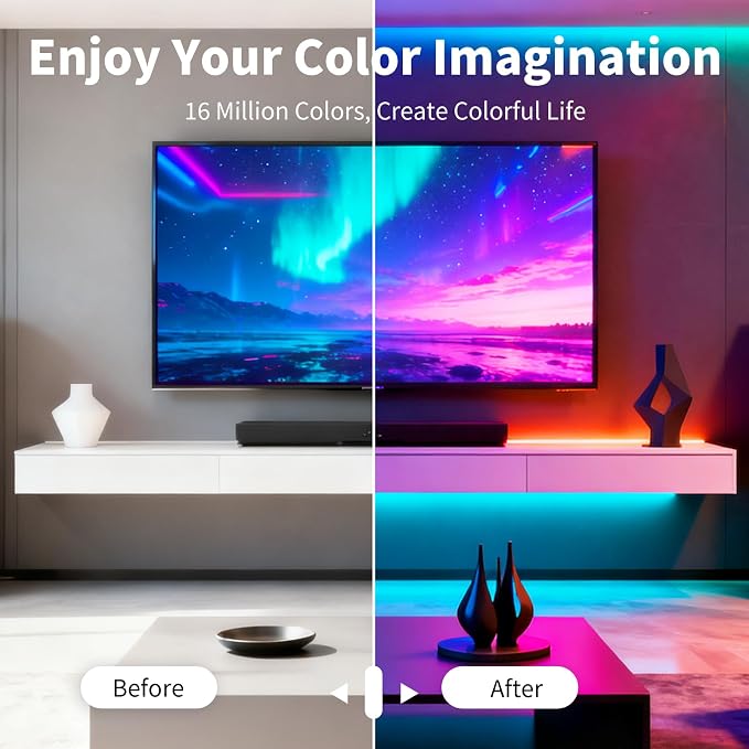 LED Strip Lights,RGB Music Sync Color Changing Led Lights with Smart App Control Remote & Remote Control,LED Lights for Bedroom,Room Essential,Sense of Atmosphere Decorations(65FT-1Roll) - Image 6