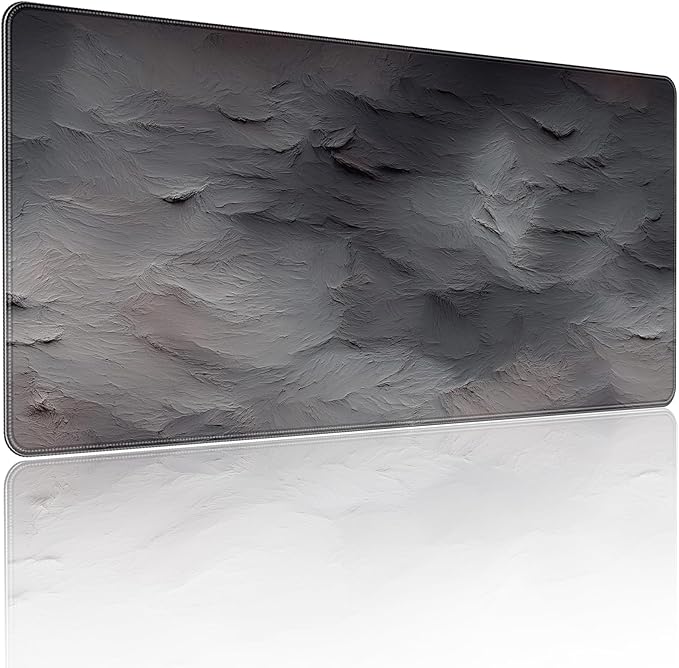 XXL Gray Mouse Pad with a Cement Wall Texture Design, 35.4 x 15.7 inches, Non-Slip Rubber Base, and Waterproof Microfiber Cloth Surface, Suitable for Home Office and Work environments. by YUANSM