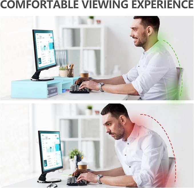 TAVR Dual Monitor Stand Riser, Wooden Computer Monitor Stand for 2 Monitors - Image 6