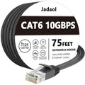 Jadaol Cat6/Cat6A Ethernet Cable 75FT Flat with Clips 10Gbps Network, Black by Jadaol