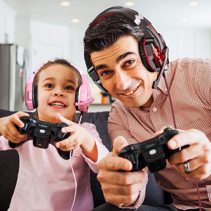 BENGOO Stereo Pro Gaming Headset for PS4, PC, Xbox One Controller, Noise Cancelling Over Ear Headphones with Mic, LED Light, Bass Surround, Soft Memory Earmuffs for Laptop Mac Wii Accessory Kits - Image 2