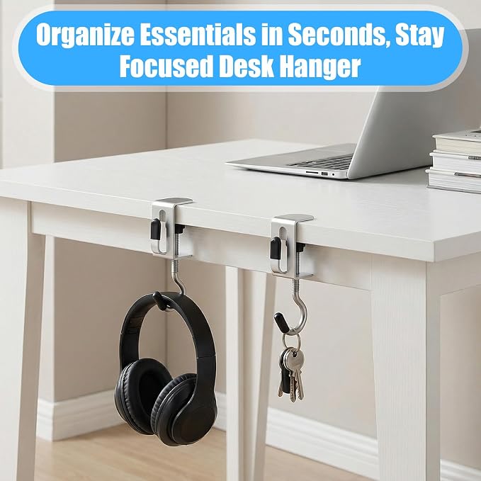 Molain 8 Pack Adjustable Purse Hooks for Table and Desk, Double-Headed - Image 4