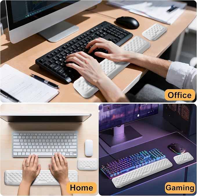 Keyboard Wrist Rest Mouse Wrist Support, Memory Foam Wrist Rest Pad for Computer Laptop, Ergonomic Wrist Cushion Support for Typing Pain Relief, Gaming Home Office, White - Image 7