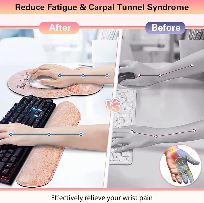 Mouse Pad with Wrist Rest, Canjoy 3-in-1 Keyboard Wrist Rest + Mousepad Set - Image 3