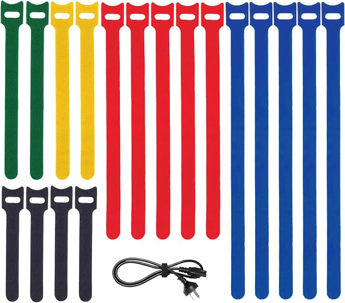 BALABALA 200PCS Cable Ties 4+6+8+10 Inch, Reusable Hook and Loop Straps for Cord Management, Fabric Fastening Straps, Multi-Color Adjustable Cable Organizer for Home Office Electronics by BALABALA