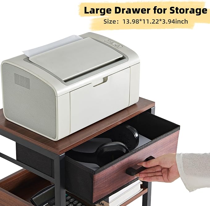 Lerliuo Printer Stand with Storage, 3-Tier Printer Table, Walnut - Image 6