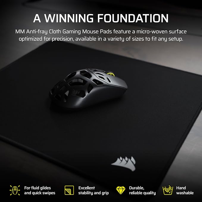 Corsair MM Anti-Fray Cloth Gaming Mouse Pad – Black | XXL (930 x 400mm), Precision Micro-Woven Surface, Non-Slip Natural Rubber Base, Stitched Edges - Image 2
