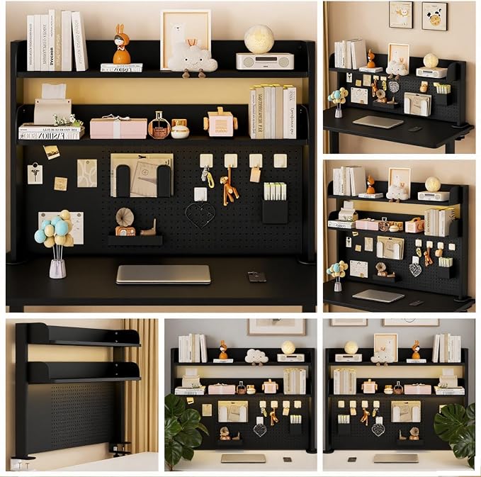 Clamp On Desks Organizer Shelf With Privacy Panel 23.6/31.5/39.3in Desk Extender Pegboard Workstation Desk- Pegboard With 20 Accessories For Gaming & Home Table(Black,80cm/31.5in) - Image 8
