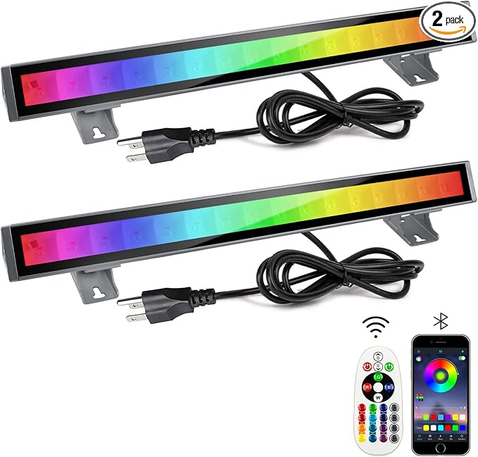 CREATESTAR LED RGB Light Bar for Wall Lighting, 48w Outdoor Wall Washer Light Waterproof IP66, Indoor Stage Party Color Changing with Smart APP/Remote Control 2 Pack by CREATESTAR