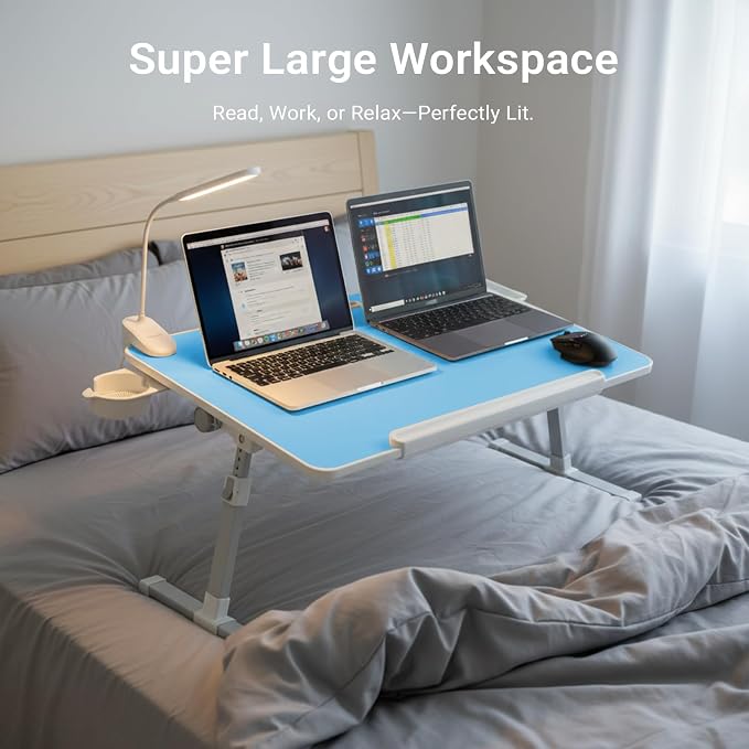 iXTRA Adjustable Laptop Lap Desk with Cooling Fan USB Light for Adults - Image 6