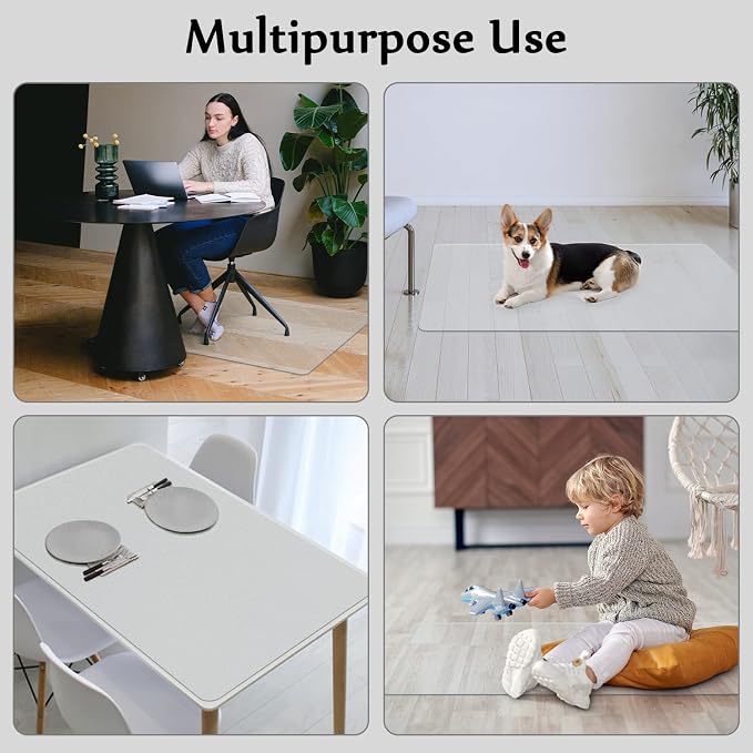Blvornl Office Chair Mat for Hard Wood Floor, Sturdy Plastic Protector Floor Mat for Office Chairs, Rectangle Transparent PVC Computer Hard Floor Chair Mat for Desk, Office, Home (Clear, 47 X 47in) - Image 7