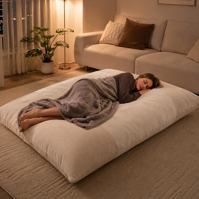 HUGHEAVEN Giant 3-in-1 Bean Bag Chair (76"x55") Oversized Floor Sofa Couch | Comfortable giant floor cushion with back support for adults. Washable cover memory foam lounge sofa for movie nights. - Image 2
