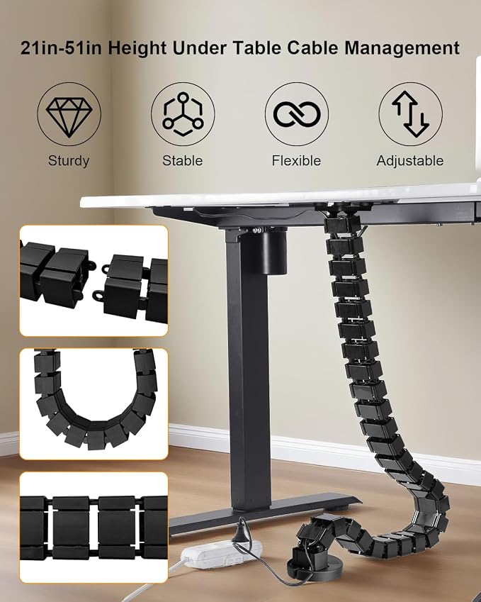Under Desk Cable Management Spine, Magnetic Wire Organizer Black - Image 3