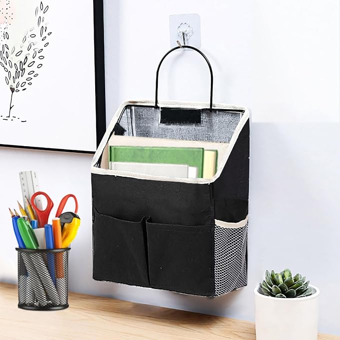 2pcs Wall Hanging Storage Bag,Wall Hanging Organizer Bags with Pockets, Wall Organizer Storage for Dormitory Bathroom Bedroom Kitchen(Navy Blue) - Image 3