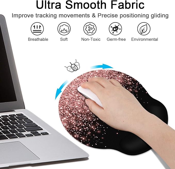 Britimes Ergonomic Mouse Pad Set with Wrist Rest, Rose Gold - Image 4