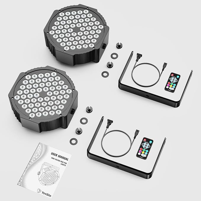 60LEDs 90W RGB DJ Par Lights for Home Party 2-Pack - Image 7