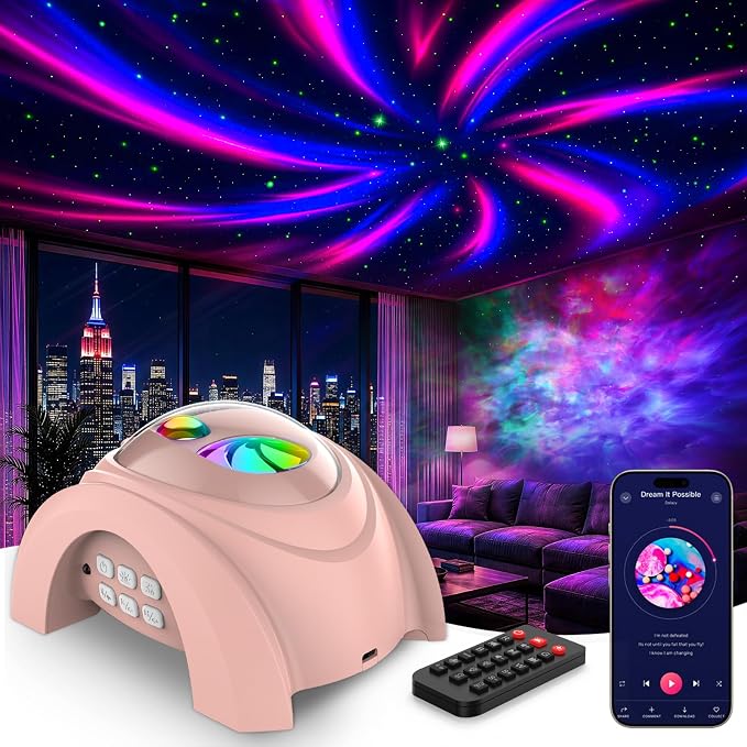 Rossetta Dual Lens Galaxy Star Aurora Projector Night Light for Bedroom by Rossetta