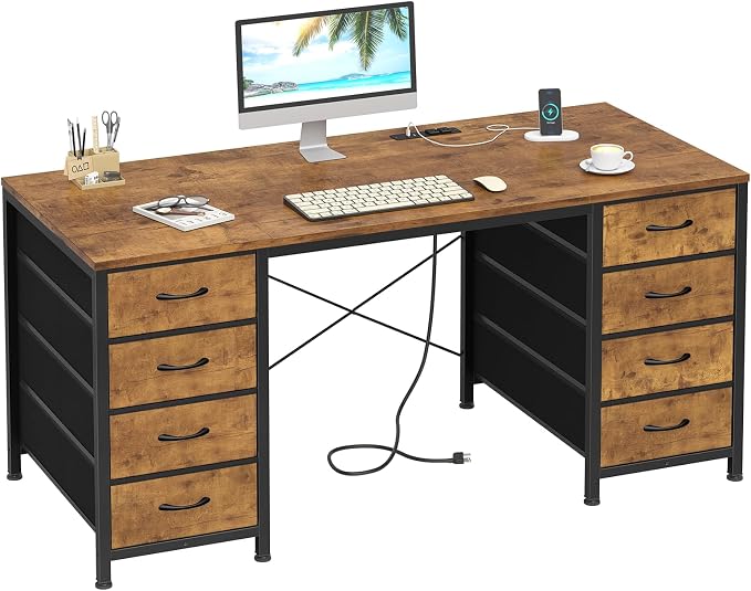50 Inch Computer Desk with 8 Drawers for Home Office, Bedroom, Living Room by YomiluveDesign