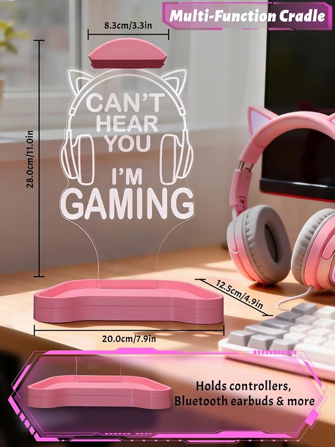 CoolGift Mart Light Up Headphone Stand, Headphones Holder with 16 Color Lights, Gamer Gifts for Girls Women Mom, Gaming Headset Stand with Game Controller Storage Base for Desk Bedroom Gaming Room - Image 7