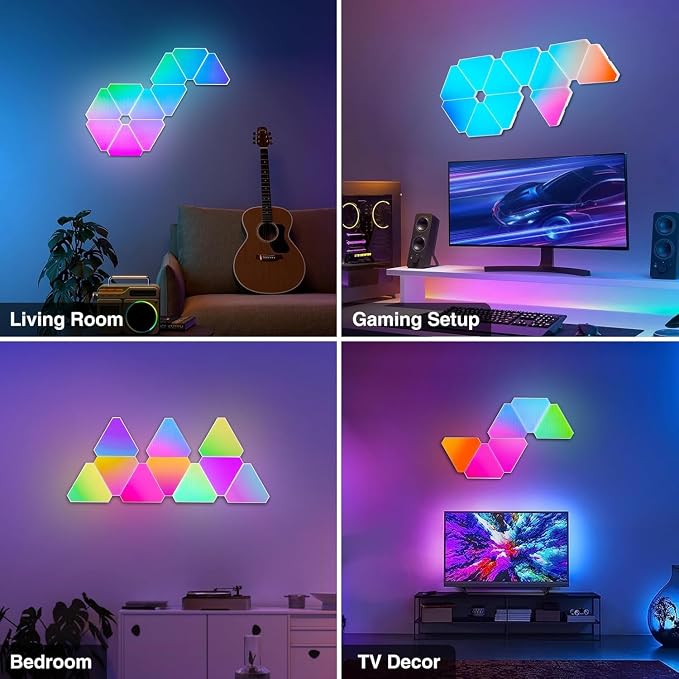 Triangle Light 4 LED Panels for Expansion Only, Triangle Lights for Wall Dreamcolor Gaming Room Lights Decor, Smart LED Wall Light Music Sync for Gaming Setup (No Controller/Remote) - Image 8