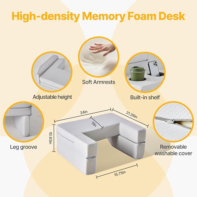 Sweetcrispy Reading Pillow Lap Desk, Adjustable, Storage Coaster, Ergonomic - Image 2