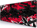 Mouse Pad Gaming, Large XXL Mouse Pads, Non-Slip Rubber Base Mousepad, Keyboard Mouse Mat Desk Pad with Stitched Edges, 31.5x11.8 inch Black Red by SANWUMIAN